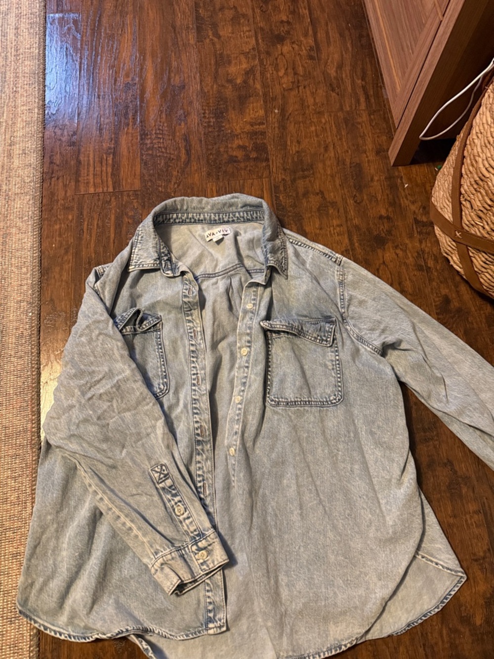 Ava & Viv Light Wash Blue Denim Shirt Jacket